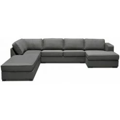 Canapé Panoramique Convertible BOBOCHIC - Canapé Panoramique Convertible MEGA Avec Pouf Angle Droit Gris Foncé - Gris Foncé