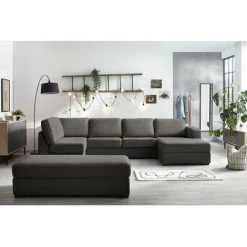 Canapé Panoramique Convertible BOBOCHIC - Canapé Panoramique Convertible MEGA Avec Pouf Angle Droit Gris Foncé - Gris Foncé -BOBOCHIC Soldes 2022 28381435 3