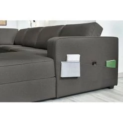 Canapé Panoramique Convertible BOBOCHIC - Canapé Panoramique Convertible MEGA Avec Pouf Angle Droit Gris Foncé - Gris Foncé -BOBOCHIC Soldes 2022 28381435 5
