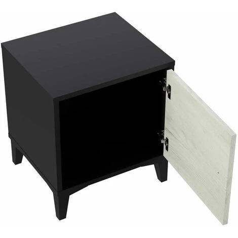 Table De Chevet BOBOCHIC - Chevet 1 Porte MIAMI Noir Et Blanc - Noir 6 Table De Chevet BOBOCHIC - Chevet 1 Porte MIAMI Noir Et Blanc - Noir – Image 4