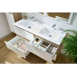 BOBOCHIC Meuble De Salle De Bain 120 Cm ALANI Bois Clair Et Blanc - Bois Clair Et Blanc -BOBOCHIC Soldes 2022 28424189 3