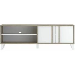 Meubles TV BOBOCHIC - Meuble TV 150 Cm OTTA Imitation Bois Et Blanc - Marron -BOBOCHIC Soldes 2022 28424307 3