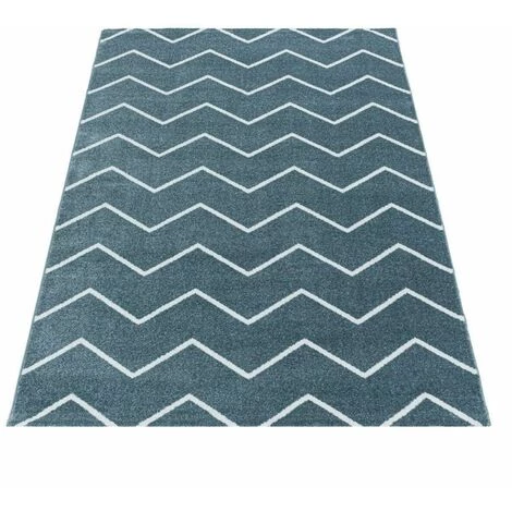 Tapis BOBOCHIC - Tapis Poils Courts FERZENE Motif Graphique 80x150 Bleu - Bleu 4 Tapis BOBOCHIC - Tapis Poils Courts FERZENE Motif Graphique 80x150 Bleu - Bleu – Image 2