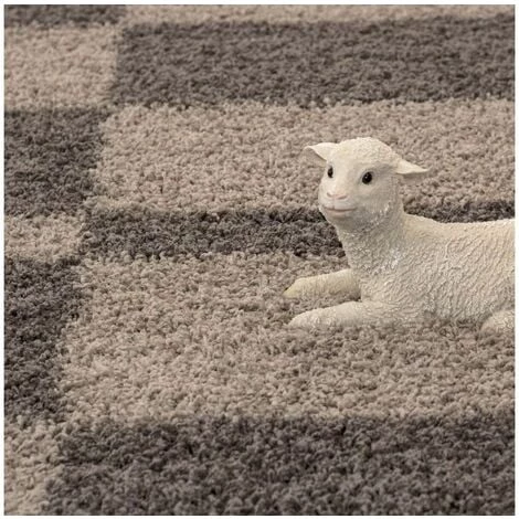Tapis BOBOCHIC - Tapis Shaggy GRETA Motif Graphique 60x110 Taupe - Taupe 4 Tapis BOBOCHIC - Tapis Shaggy GRETA Motif Graphique 60x110 Taupe - Taupe – Image 2