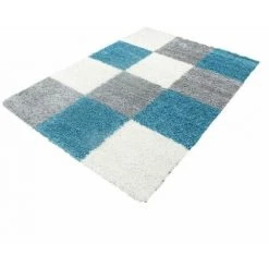 Tapis BOBOCHIC - Tapis Shaggy ANITA Motif Graphique 60x110 Bleu - Bleu