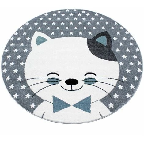 Tapis Enfant BOBOCHIC - Tapis Enfant Shaggy Rond CHAT Imprimé 120x120 Bleu - Bleu 3 Tapis Enfant BOBOCHIC - Tapis Enfant Shaggy Rond CHAT Imprimé 120x120 Bleu - Bleu