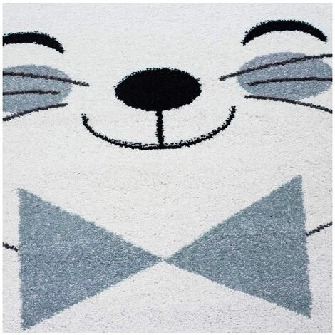Tapis Enfant BOBOCHIC - Tapis Enfant Shaggy Rond CHAT Imprimé 120x120 Bleu - Bleu 6 Tapis Enfant BOBOCHIC - Tapis Enfant Shaggy Rond CHAT Imprimé 120x120 Bleu - Bleu – Image 4