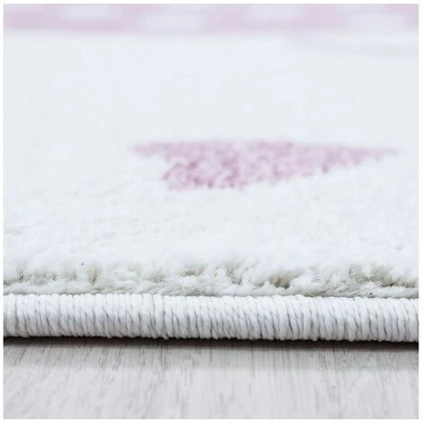Tapis Enfant BOBOCHIC - Tapis Enfant Shaggy Rond OLLI Imprimé 120x120 Rose - Rose 4 Tapis Enfant BOBOCHIC - Tapis Enfant Shaggy Rond OLLI Imprimé 120x120 Rose - Rose – Image 2