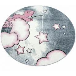 Tapis Enfant BOBOCHIC - Tapis Enfant Shaggy Rond SALINO Imprimé 120x120 Rose - Rose