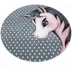 Tapis Enfant BOBOCHIC - Tapis Enfant Shaggy Rond MILENA Imprimé 120x120 Rose - Rose