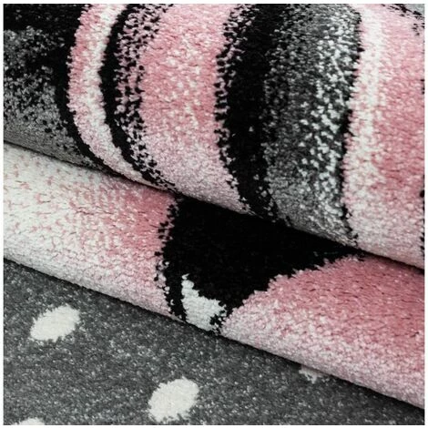 Tapis Enfant BOBOCHIC - Tapis Enfant Shaggy Rond MILENA Imprimé 120x120 Rose - Rose 5 Tapis Enfant BOBOCHIC - Tapis Enfant Shaggy Rond MILENA Imprimé 120x120 Rose - Rose – Image 3