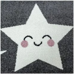 Tapis Enfant BOBOCHIC - Tapis Enfant Shaggy Rond ETOILES Imprimé 120x120 Gris - Gris -BOBOCHIC Soldes 2022 29442330 4