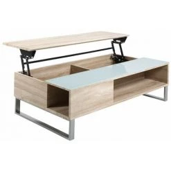 Tables Basses BOBOCHIC - Table Basse Avec Plateau Relevable AZEA Chêne - Bois Et Blanc -BOBOCHIC Soldes 2022 29780551 4