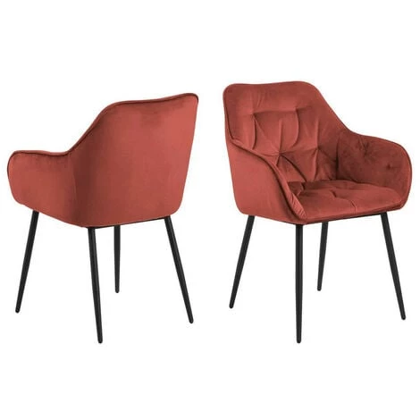 Chaise Et Fauteuil De Table BOBOCHIC - Lot De 2 Fauteuils De Table BEA Velours Bordeaux - Bordeaux 3 Chaise Et Fauteuil De Table BOBOCHIC - Lot De 2 Fauteuils De Table BEA Velours Bordeaux - Bordeaux