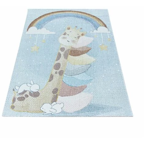 Tapis Enfant BOBOCHIC - Tapis Enfant Shaggy GIRAFE Imprimé 80x150 Bleu - Bleu 4 Tapis Enfant BOBOCHIC - Tapis Enfant Shaggy GIRAFE Imprimé 80x150 Bleu - Bleu – Image 2