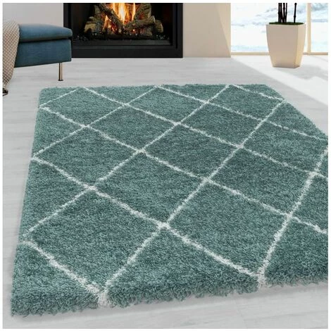 Tapis BOBOCHIC - Tapis Shaggy LANA Motif Berbère 60x110 Bleu - Bleu 4 Tapis BOBOCHIC - Tapis Shaggy LANA Motif Berbère 60x110 Bleu - Bleu – Image 2