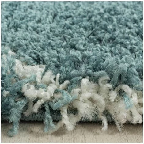 Tapis BOBOCHIC - Tapis Shaggy Rond SAFI Motif Berbère 80x80 Bleu - Bleu 4 Tapis BOBOCHIC - Tapis Shaggy Rond SAFI Motif Berbère 80x80 Bleu - Bleu – Image 2