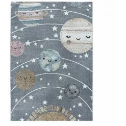 Tapis Enfant BOBOCHIC - Tapis Enfant Shaggy GALAXY Imprimé 80x150 Gris - Gris