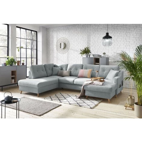 Bobochic Sweden - Canapé D'angle Panoramique - Convertible Avec Coffre - 7 Places - Gauche Couleur - Gris Clair - Gris Clair 4 Bobochic Sweden - Canapé D'angle Panoramique - Convertible Avec Coffre - 7 Places - Gauche Couleur - Gris Clair - Gris Clair – Image 2