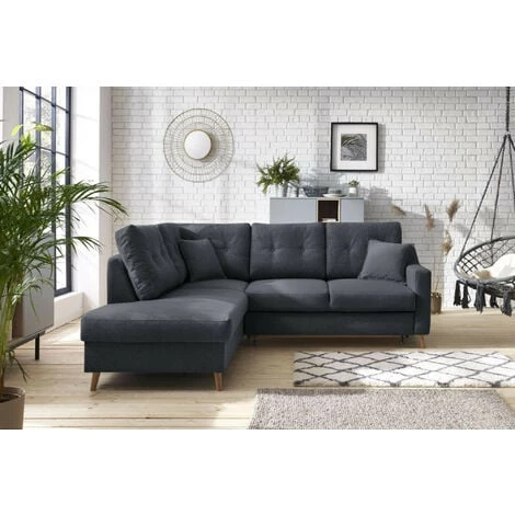 Bobochic Sweden - Canapé D'angle Convertible - 5 Places - Style Scandinave - Gauche Couleur - Gris Foncé - Gris Foncé 3 Bobochic Sweden - Canapé D'angle Convertible - 5 Places - Style Scandinave - Gauche Couleur - Gris Foncé - Gris Foncé