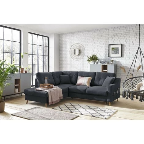Bobochic Sweden - Canapé D'angle Convertible - 5 Places - Style Scandinave - Gauche Couleur - Gris Foncé - Gris Foncé 4 Bobochic Sweden - Canapé D'angle Convertible - 5 Places - Style Scandinave - Gauche Couleur - Gris Foncé - Gris Foncé – Image 2