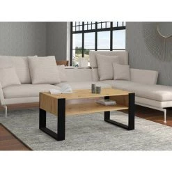 Tables Basses BOBOCHIC - Table Basse NUKA Bois Et Noir - Marron -BOBOCHIC Soldes 2022 32389070 3