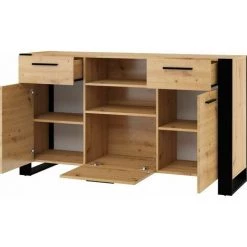 Buffets BOBOCHIC - Buffet 2 Portes 155 Cm NUKA Bois Et Noir - Bois -BOBOCHIC Soldes 2022 32389081 3