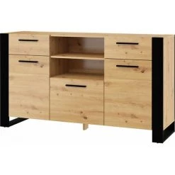 Buffets BOBOCHIC - Buffet 2 Portes 155 Cm NUKA Bois Et Noir - Bois -BOBOCHIC Soldes 2022 32389081 4