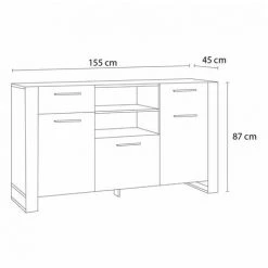 Buffets BOBOCHIC - Buffet 2 Portes 155 Cm NUKA Bois Et Noir - Bois -BOBOCHIC Soldes 2022 32389081 5