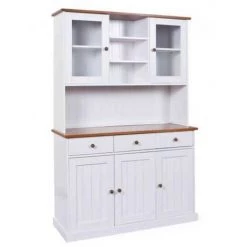 Buffets BOBOCHIC - Vaisselier Bois Massif WINTERLAND Blanc Et Bois - Blanc