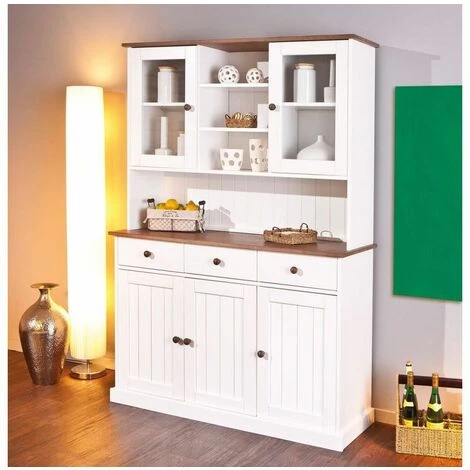 Buffets BOBOCHIC - Vaisselier Bois Massif WINTERLAND Blanc Et Bois - Blanc 4 Buffets BOBOCHIC - Vaisselier Bois Massif WINTERLAND Blanc Et Bois - Blanc – Image 2