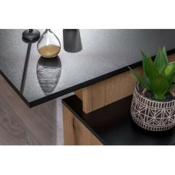 Bureau BOBOCHIC - Bureau D'angle Droit PRAGUE Imitation Chêne Rustique - Chêne Et Noir -BOBOCHIC Soldes 2022 32389202 3