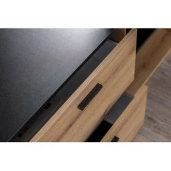 Bureau BOBOCHIC - Bureau D'angle Droit PRAGUE Imitation Chêne Rustique - Chêne Et Noir -BOBOCHIC Soldes 2022 32389202 4