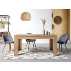 Table à Manger BOBOCHIC - Table à Manger Extensible 160 Cm Avec Allonge ROMY Imitation Chêne Et Noir - Chêne -BOBOCHIC Soldes 2022 32586414 2