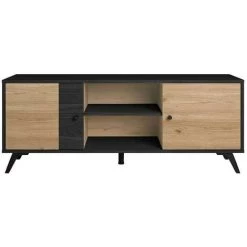 Meubles TV BOBOCHIC - Meuble TV 136 Cm ROMY Imitation Chêne Et Noir - Chêne Et Noir -BOBOCHIC Soldes 2022 32586415 3