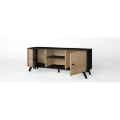 Meubles TV BOBOCHIC - Meuble TV 136 Cm ROMY Imitation Chêne Et Noir - Chêne Et Noir -BOBOCHIC Soldes 2022 32586415 4