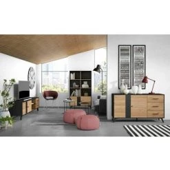 Meubles TV BOBOCHIC - Meuble TV 180 Cm ROMY Imitation Chêne Et Noir - Chêne Et Noir -BOBOCHIC Soldes 2022 32586418 5