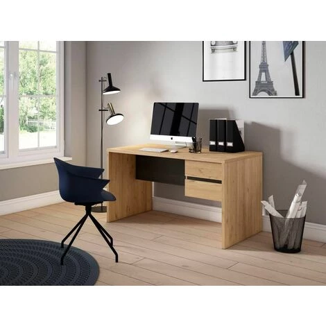 Bureau BOBOCHIC - Bureau Avec 2 Tiroirs ROMY Imitation Chêne Et Noir - Chêne Et Noir 4 Bureau BOBOCHIC - Bureau Avec 2 Tiroirs ROMY Imitation Chêne Et Noir - Chêne Et Noir – Image 2
