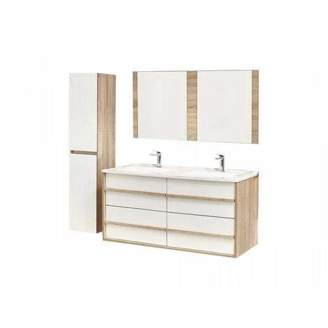 BOBOCHIC Ensemble De Salle De Bain MAHO Meuble 120 Et Colonne Chêne Et Blanc 3 BOBOCHIC Ensemble De Salle De Bain MAHO Meuble 120 Et Colonne Chêne Et Blanc