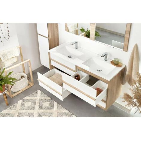 BOBOCHIC Ensemble De Salle De Bain MAHO Meuble 120 Et Colonne Chêne Et Blanc 6 BOBOCHIC Ensemble De Salle De Bain MAHO Meuble 120 Et Colonne Chêne Et Blanc – Image 4