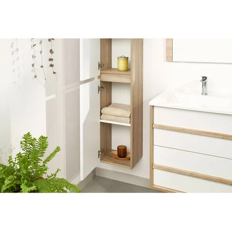 BOBOCHIC Ensemble De Salle De Bain MAHO Meuble 120 Et Colonne Chêne Et Blanc 7 BOBOCHIC Ensemble De Salle De Bain MAHO Meuble 120 Et Colonne Chêne Et Blanc – Image 5