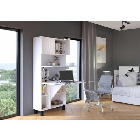 Bureau BOBOCHIC - Buffet Haut Et Bureau 2 En 1 HOMI Blanc - Blanc 4 Bureau BOBOCHIC - Buffet Haut Et Bureau 2 En 1 HOMI Blanc - Blanc – Image 2