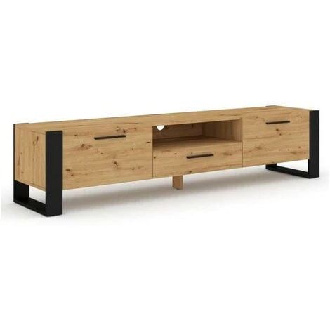 Meubles TV BOBOCHIC - Meuble TV 200 Cm NUKA Bois Et Noir - Chêne Et Noir 3 Meubles TV BOBOCHIC - Meuble TV 200 Cm NUKA Bois Et Noir - Chêne Et Noir
