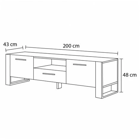 Meubles TV BOBOCHIC - Meuble TV 200 Cm NUKA Bois Et Noir - Chêne Et Noir 7 Meubles TV BOBOCHIC - Meuble TV 200 Cm NUKA Bois Et Noir - Chêne Et Noir – Image 5
