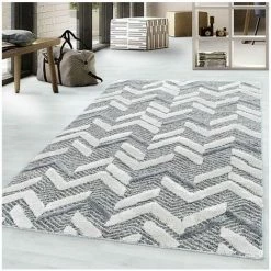 Tapis BOBOCHIC - Tapis Poils Courts BERKO Motif Graphique 120x120 Gris - Gris -BOBOCHIC Soldes 2022 33757954 3