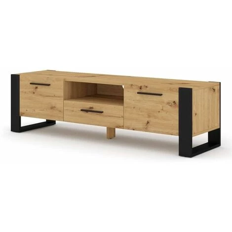 Meubles TV BOBOCHIC - Meuble TV 160 Cm NUKA Bois Et Noir - Marron 3 Meubles TV BOBOCHIC - Meuble TV 160 Cm NUKA Bois Et Noir - Marron
