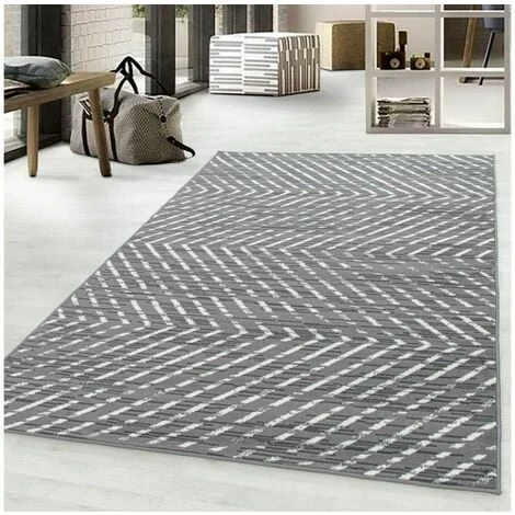 Tapis BOBOCHIC - Tapis Poils Courts IRMA Motif Graphique 60x100 Gris - Gris 4 Tapis BOBOCHIC - Tapis Poils Courts IRMA Motif Graphique 60x100 Gris - Gris – Image 2