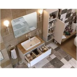 BOBOCHIC Meuble De Salle De Bain 80cm PALAGOS Blanc Et Chêne - Blanc -BOBOCHIC Soldes 2022 35680553 3