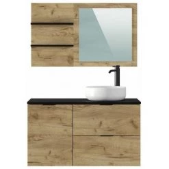 BOBOCHIC Meuble De Salle De Bain 100cm PAPARA Chêne Et Noir - Bois Naturel -BOBOCHIC Soldes 2022 35680555 3
