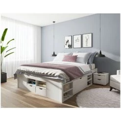 Lit BOBOCHIC - Lit FINEO Bois Massif 140x190 Blanc - Blanc -BOBOCHIC Soldes 2022 36139101 3